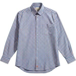 Onward Reserve Button Down Shirt Mens Small Blue Orange Plaid Tailored Non-Iron